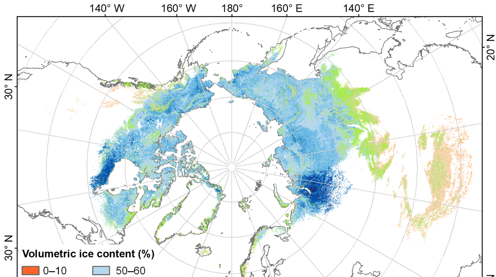北半球多年冻土近地表地下冰网格数据集正式发布